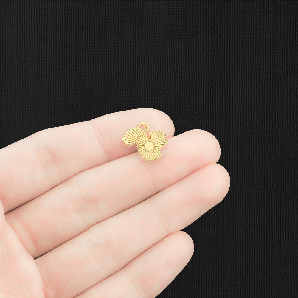 4 Squirrel Gold Tone Enamel Charms - E1349