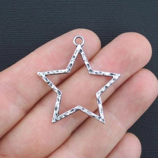 Breloques argentées antiques 4 étoiles - SC3023