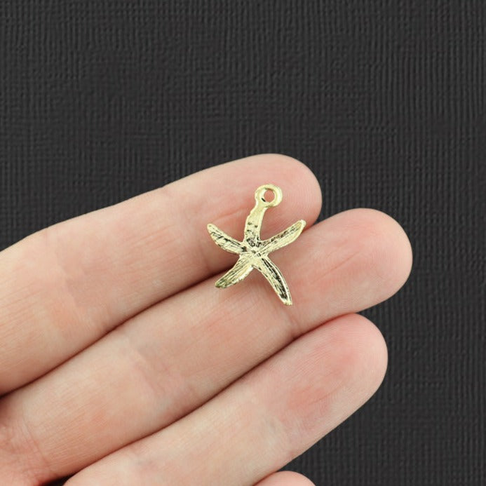 4 Starfish Gold Tone Enamel Charms - GC1063