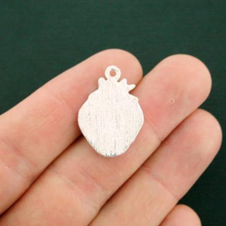 4 Strawberry Silver Tone Enamel Charms - E357