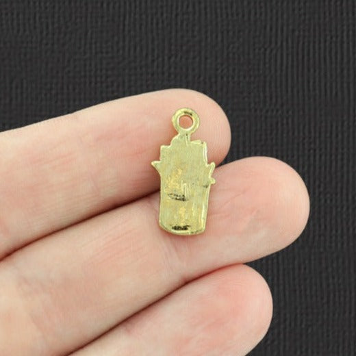 4 Succulent Gold Tone Enamel Charms - E610