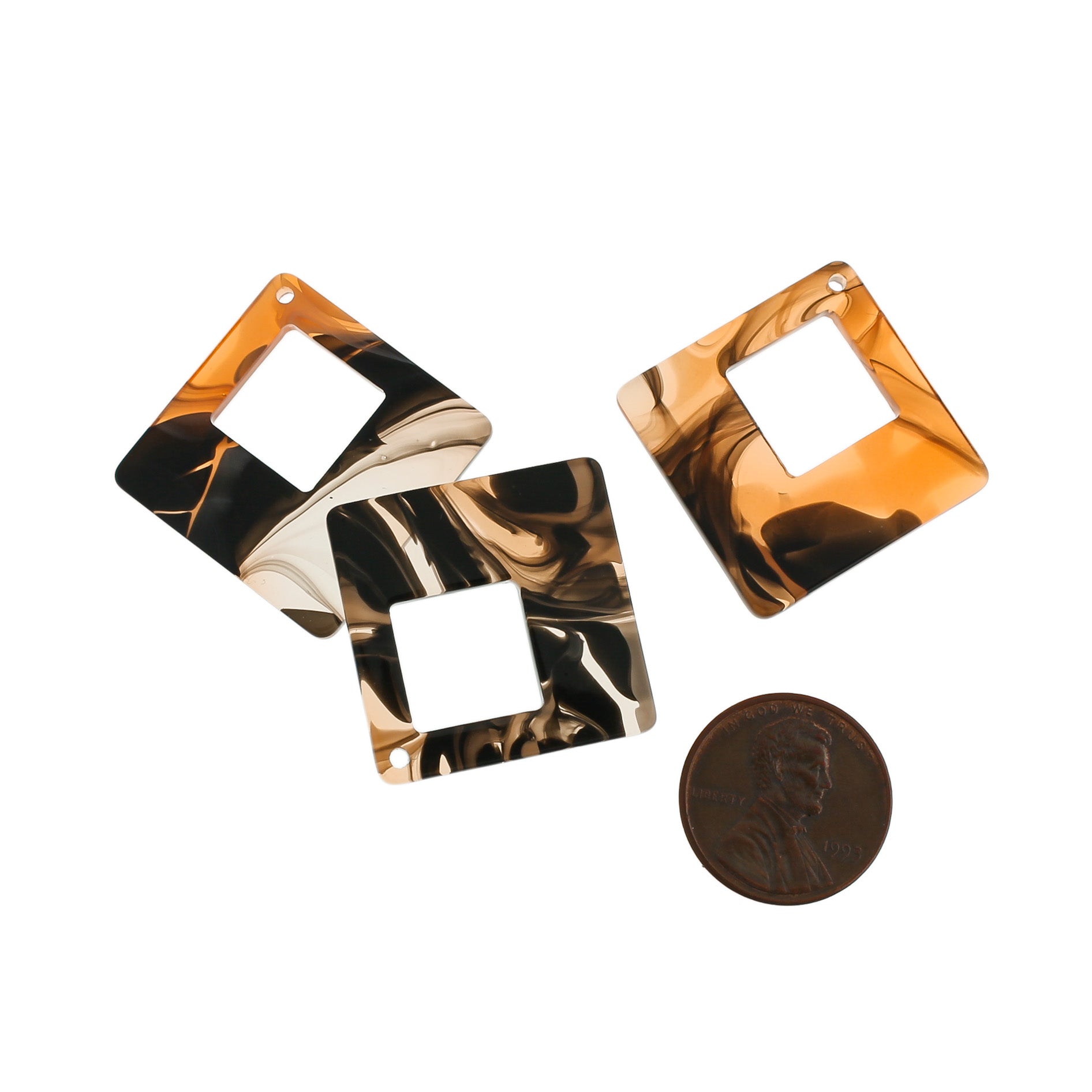 4 Swirl Rhombus Resin Charms - Choose Your Color!