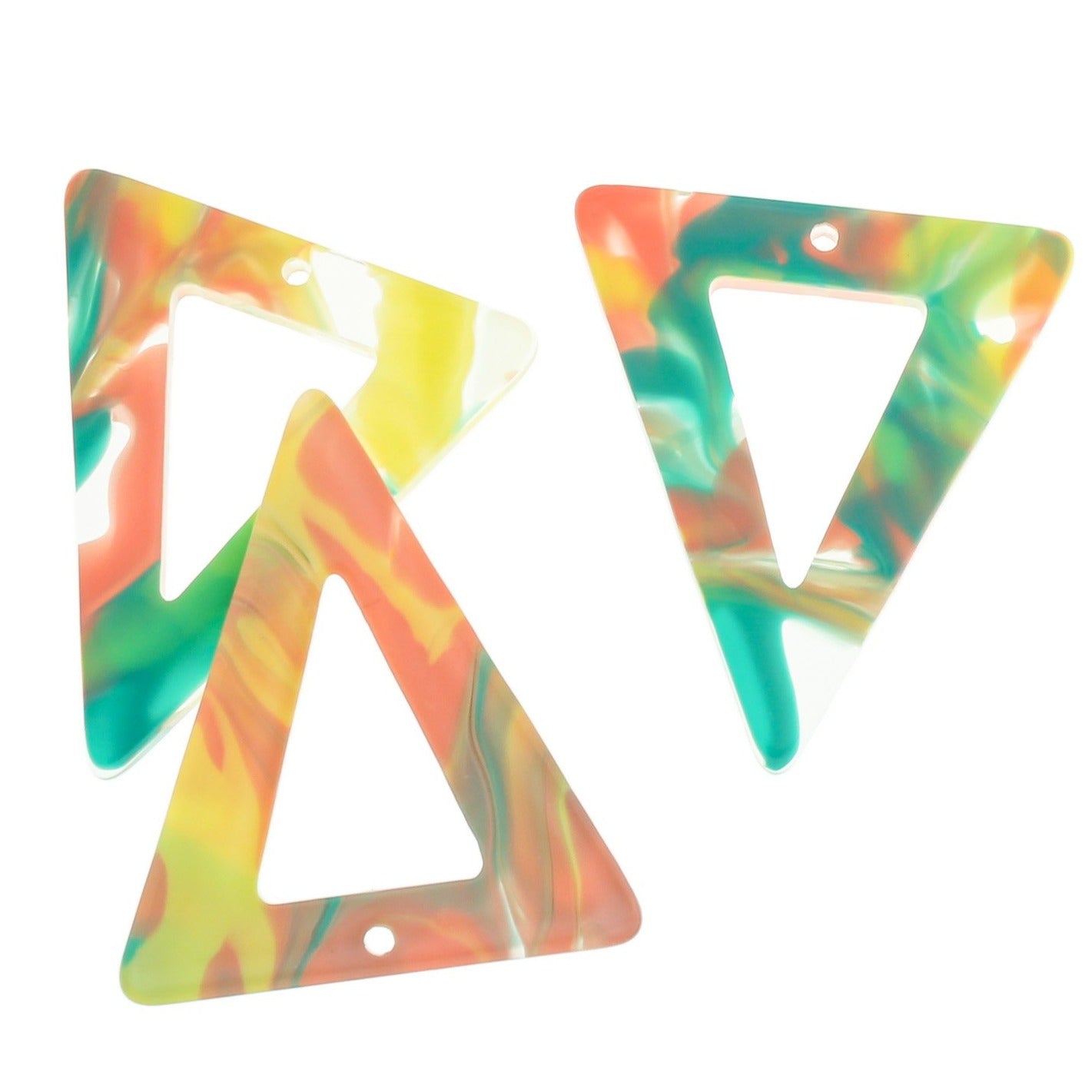 4 Swirl Triangle Resin Charms - Choose Your Color!