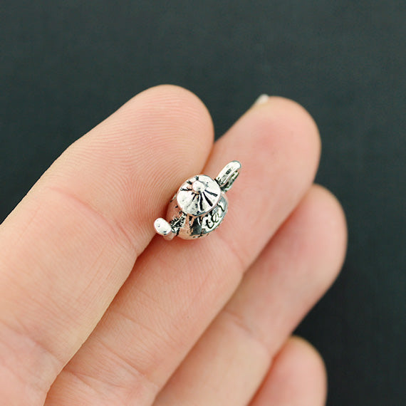 4 Tea Pot Antique Silver Tone Charms 3D - SC1907