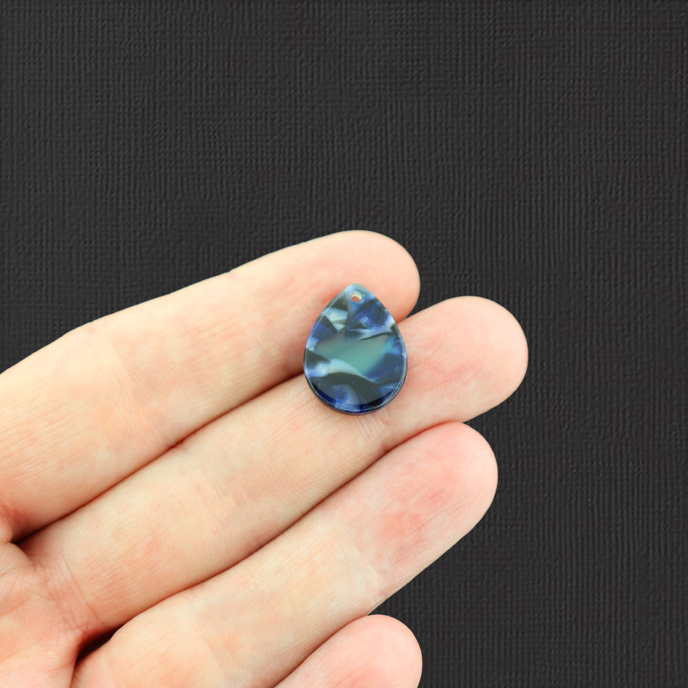 4 Teardrop Midnight Blue Acetate Resin Charms 2 Sided - K051