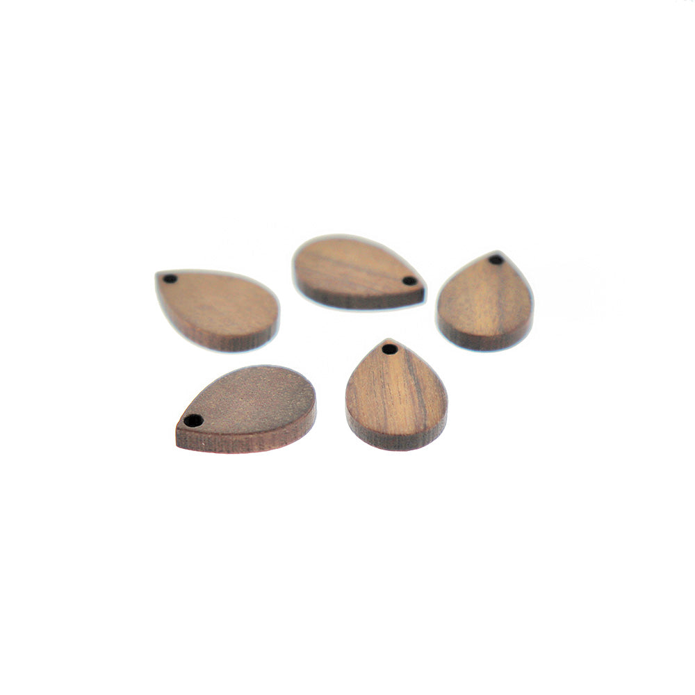4 Teardrop Natural Wood Charms 17mm - WP068