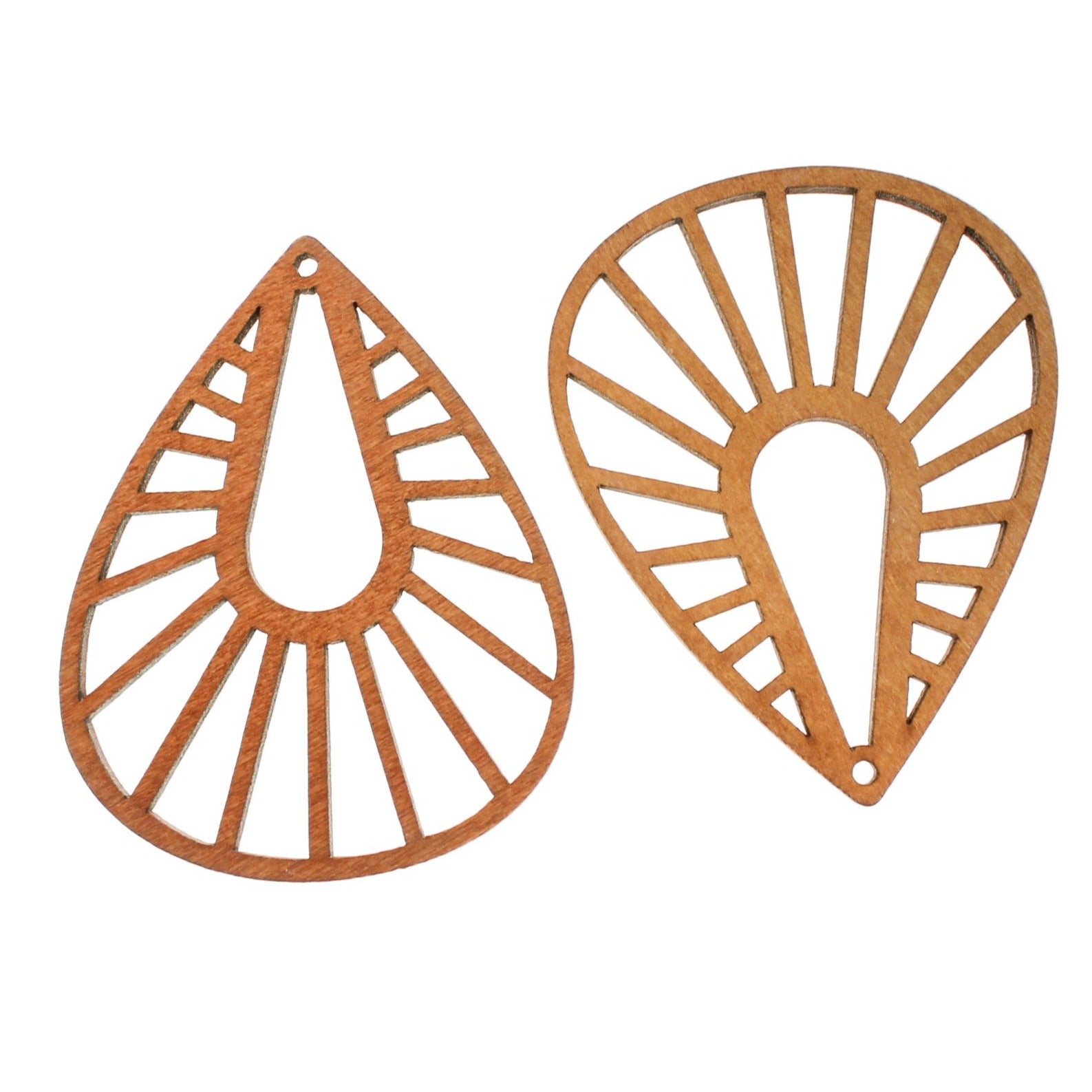 4 breloques en bois naturel en forme de larme 2 faces - WP342