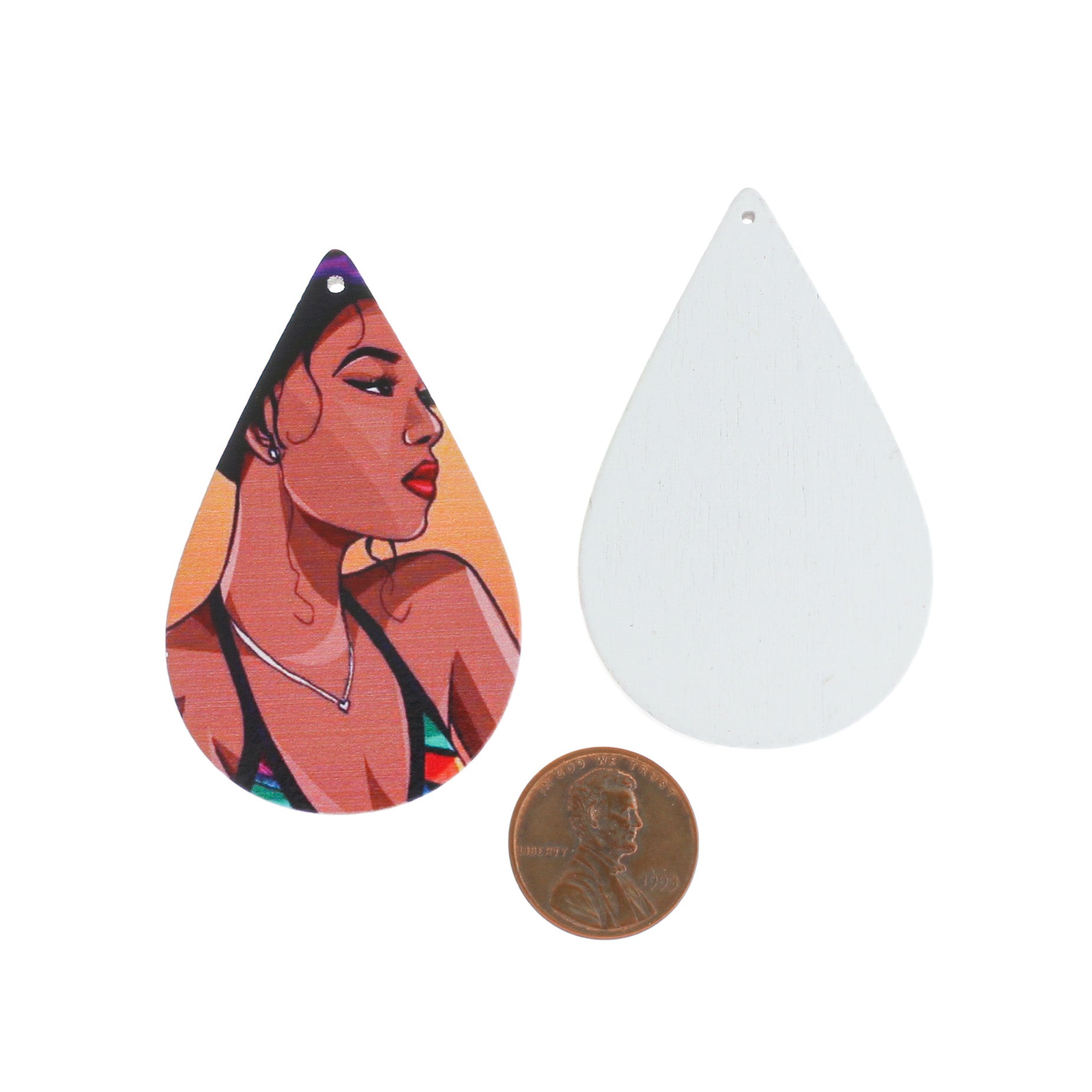 4 Teardrop Women Natural Wood Charms - WP420