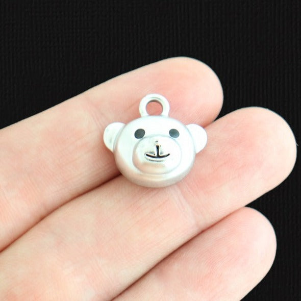 4 Teddy Bear Antique Silver Tone Charms - SC7221