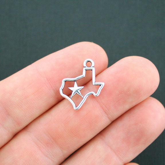 4 breloques argentées antiques de l'État du Texas 2 faces - SC4932