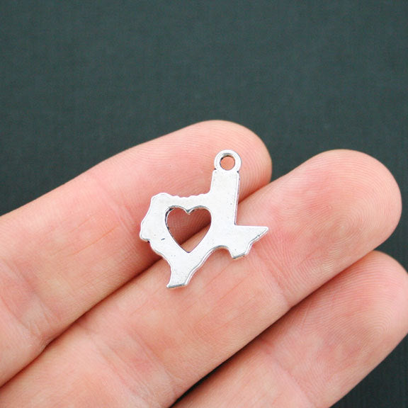 4 breloques argentées antiques de l'État du Texas 2 faces - SC4990