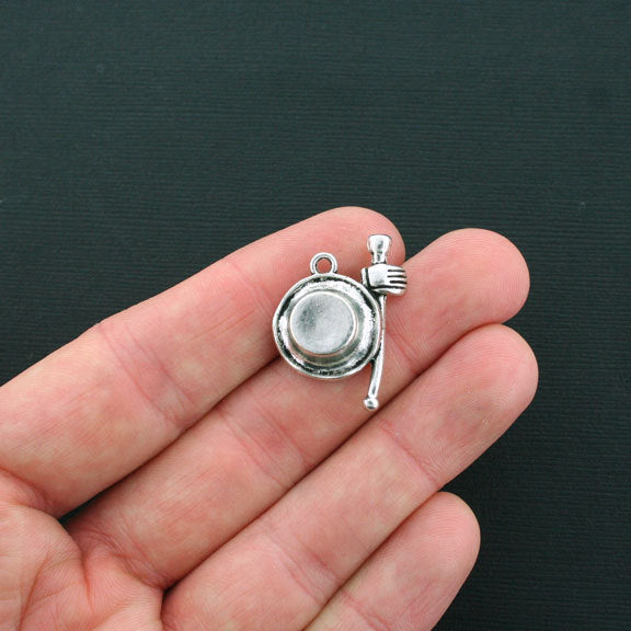 4 Top Hat Antique Silver Tone Charms 3D - SC4603