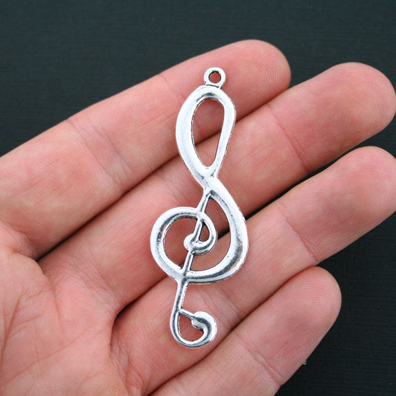 4 breloques ton argent antique clé de sol - SC3638