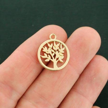 4 breloques dorées arbre de vie 2 faces - GC1289
