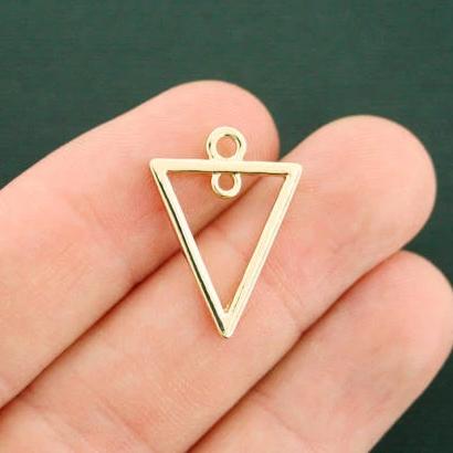 4 Triangle Connector Gold Tone Charms - GC1198