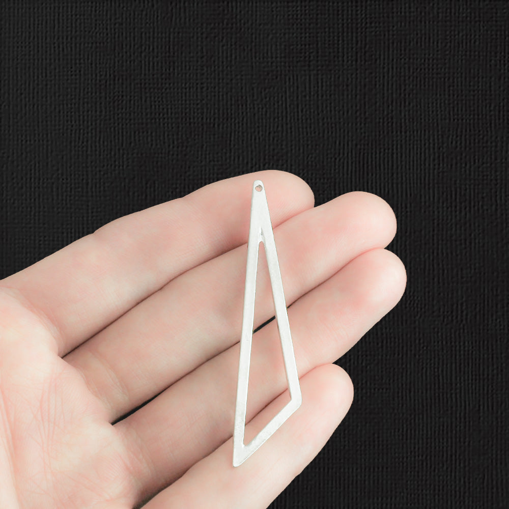 4 Triangle Silver Tone Charms 2 Sided - SC1531