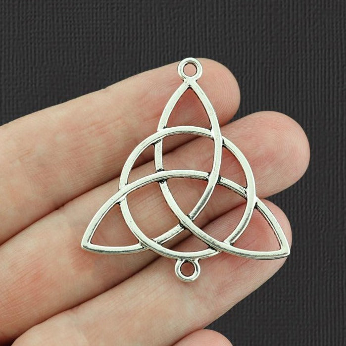 4 Triquetra Celtic Knot Connector Antique Silver Tone Charms 2 Sided - SC6027