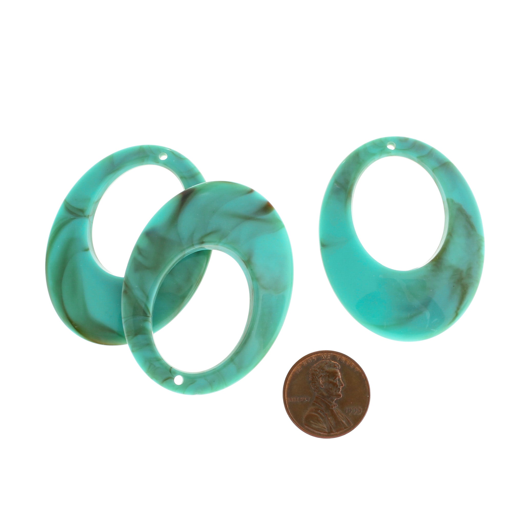 4 breloques en résine goutte turquoise - K130