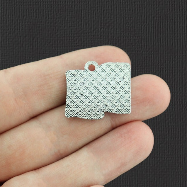 4 USA Flag Silver Tone Enamel Charms - E068