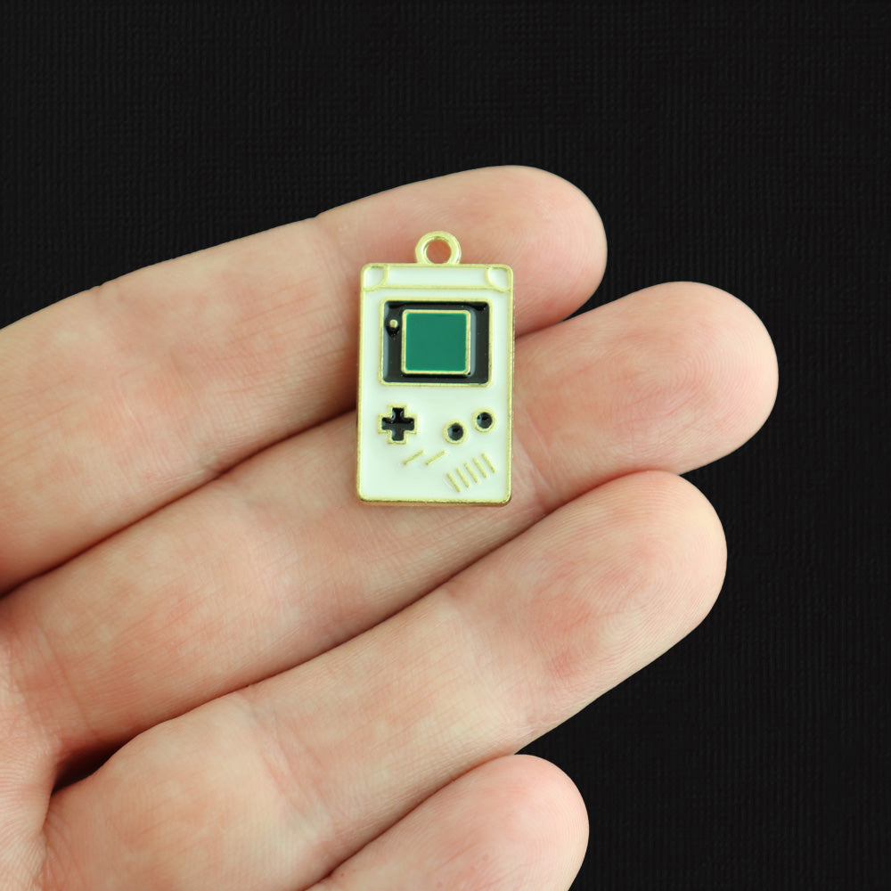 4 breloques en émail doré de jeu vidéo - E584