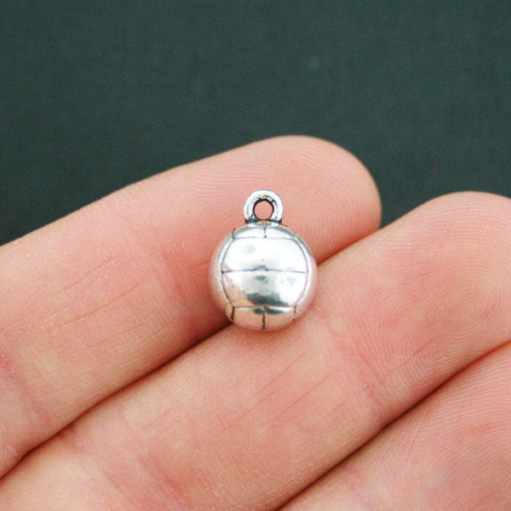 4 Volley Ball Antique Silver Tone Charms 3D - SC2257
