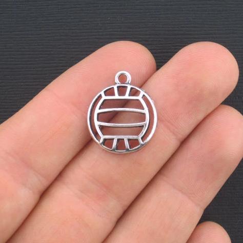 4 Volleyball Antique Silver Tone Charms - SC3413