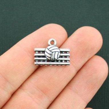 4 breloques argentées antiques de volley-ball - SC5506