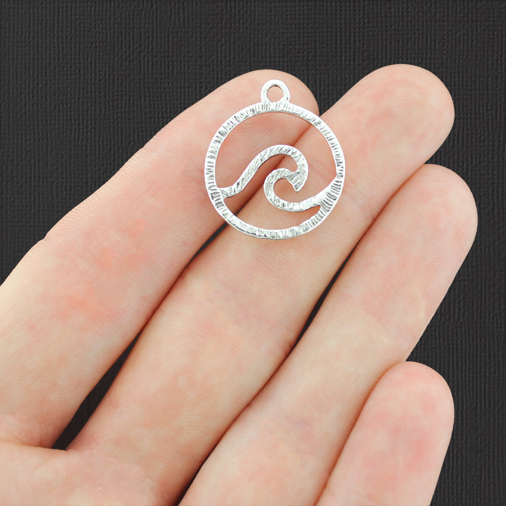 4 Wave Antique Silver Tone Charms - SC7576