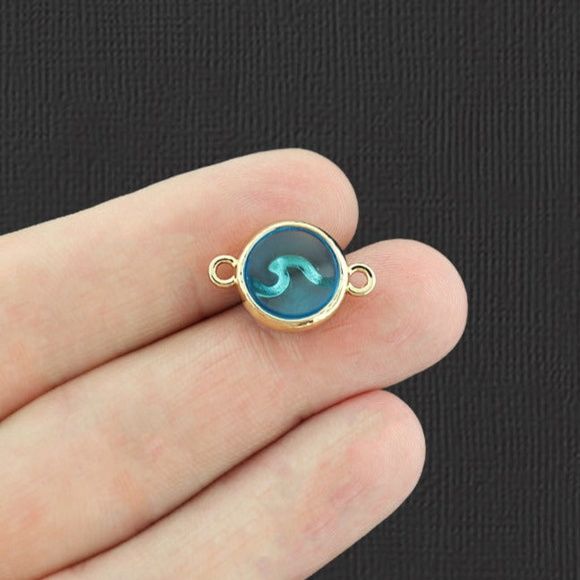 Connecteur à 4 vagues Charms en émail doré - E979