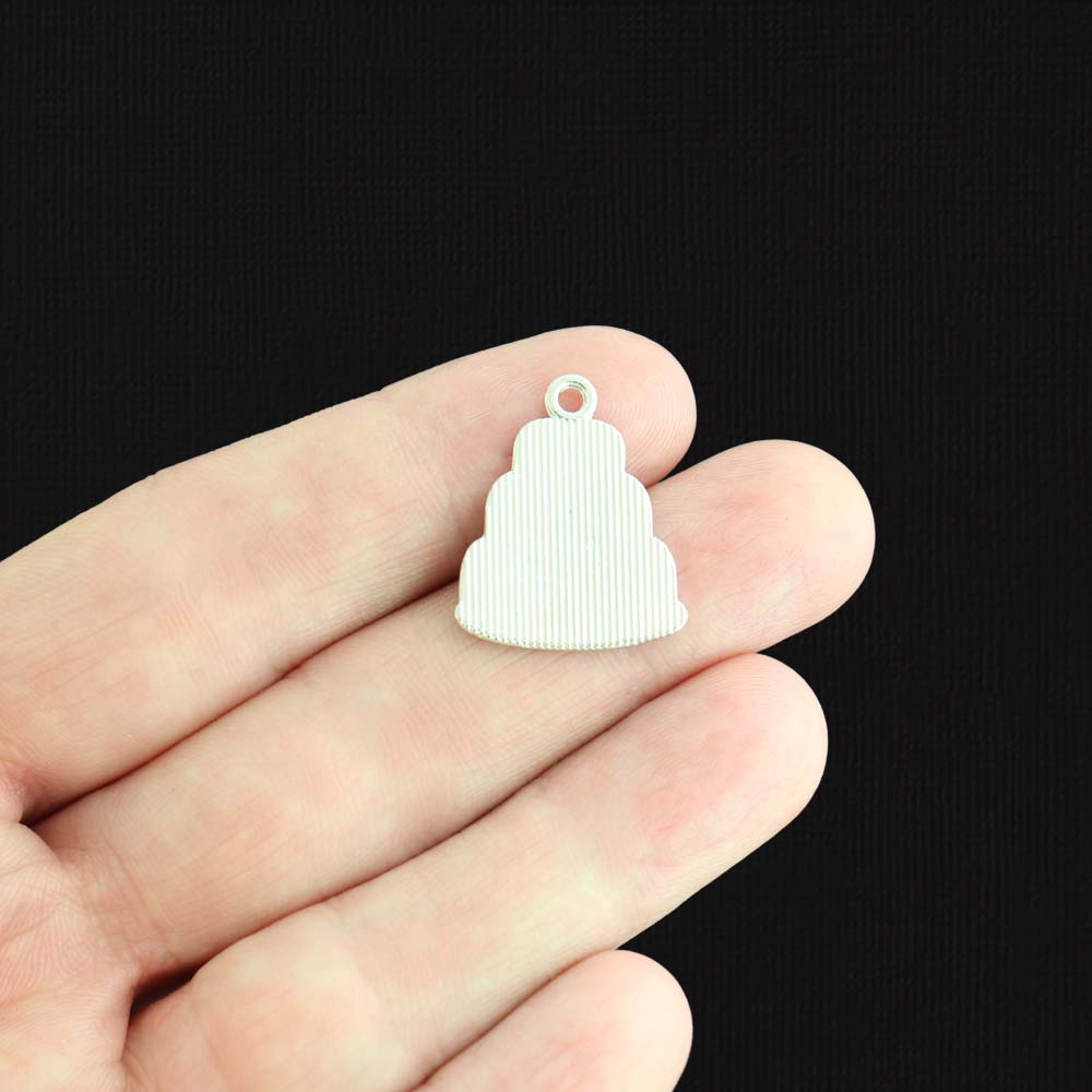 4 Wedding Cake Silver Tone Enamel Charms - E1180