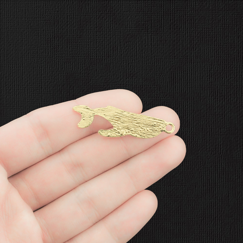 4 Whale Gold Tone Enamel Charms - E1375