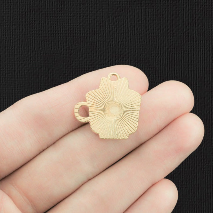 4 breloques en émail doré chat blanc - E1209