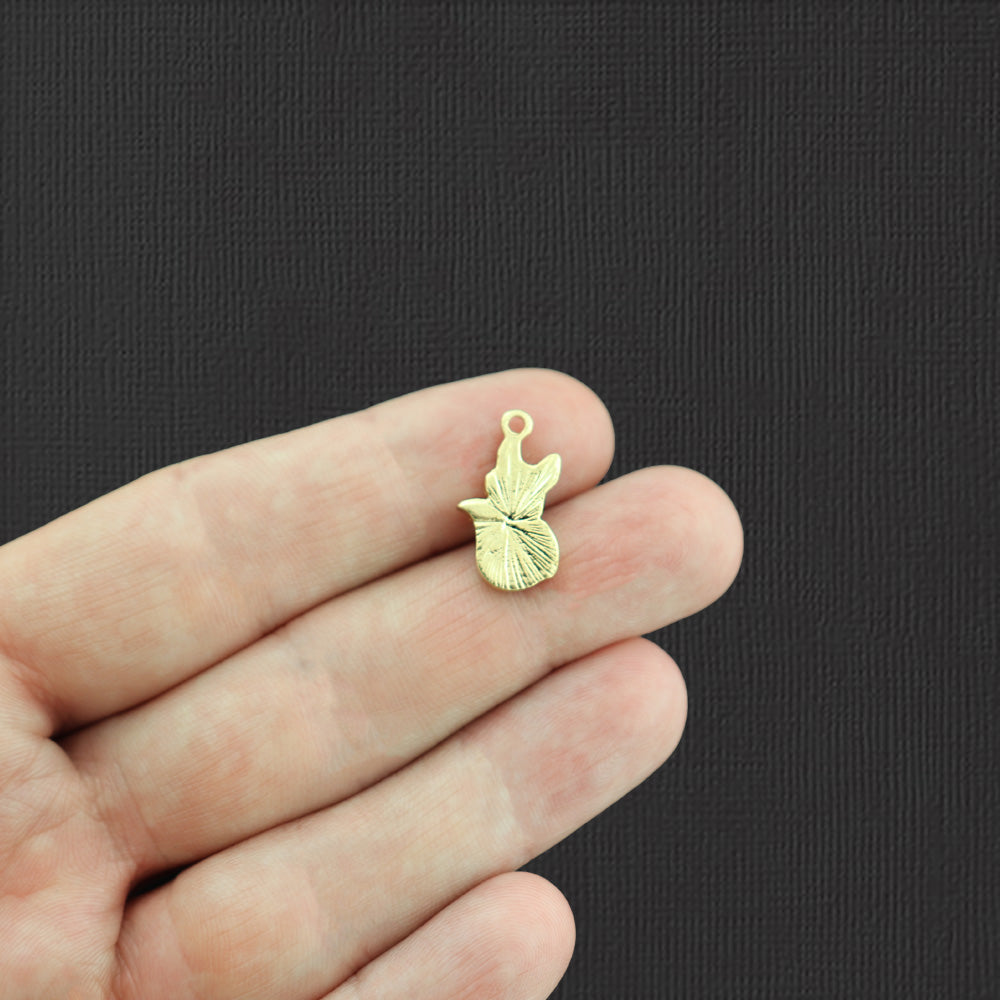 4 White Fox Gold Tone Enamel Charms - E1036