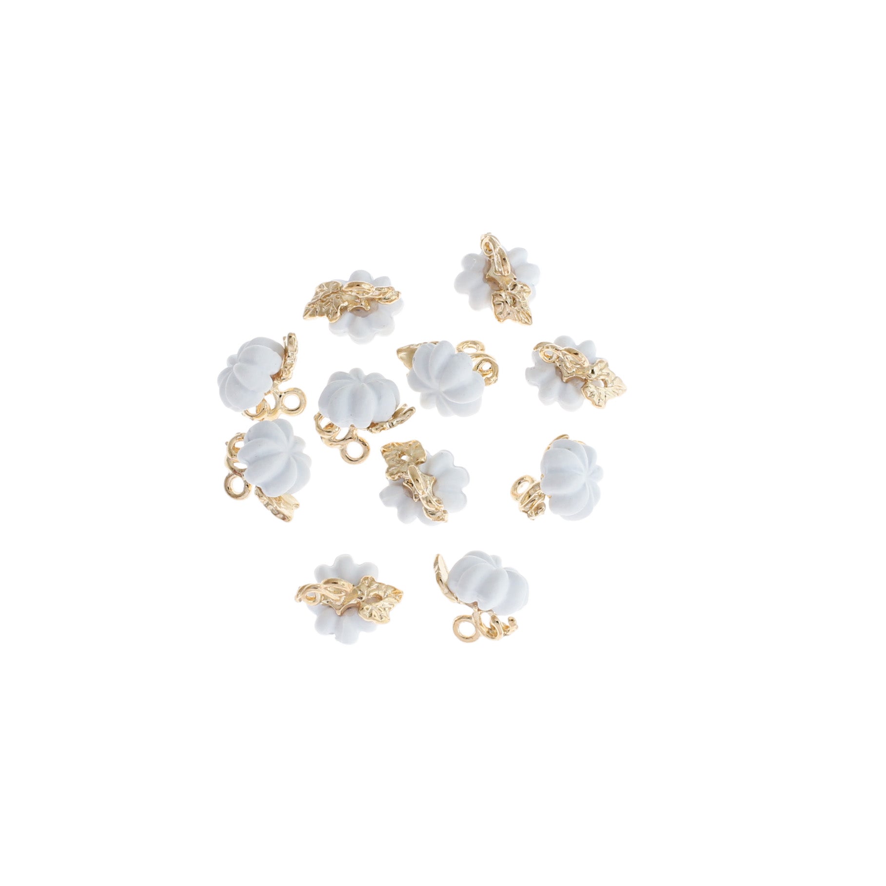 4 White Pumpkin Acrylic Charms - K037