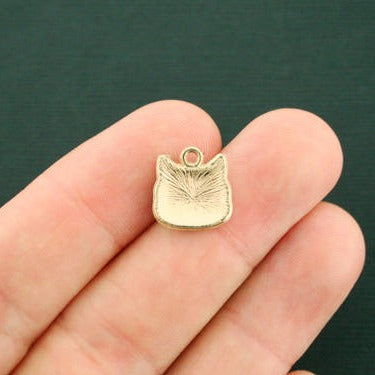 4 White and Grey Cat Gold Tone Enamel Charms - E338