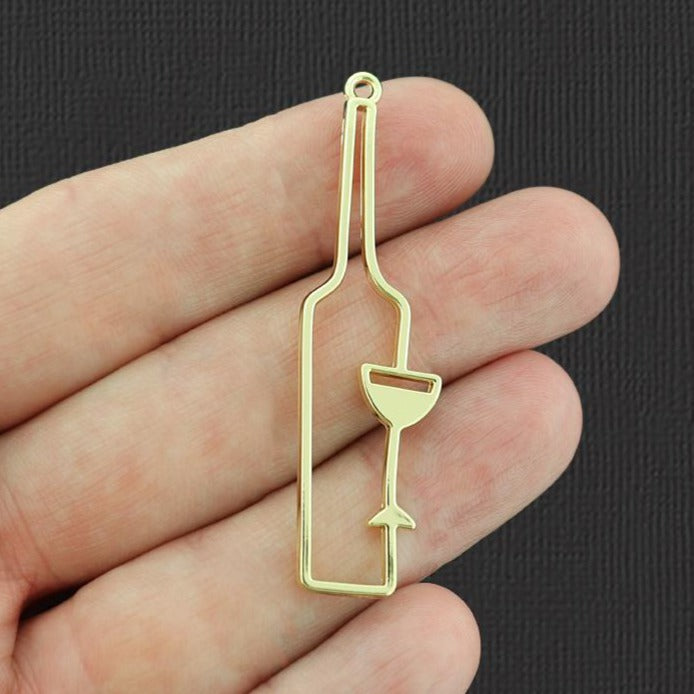 4 breloques dorées pour bouteille de vin 2 faces - GC834