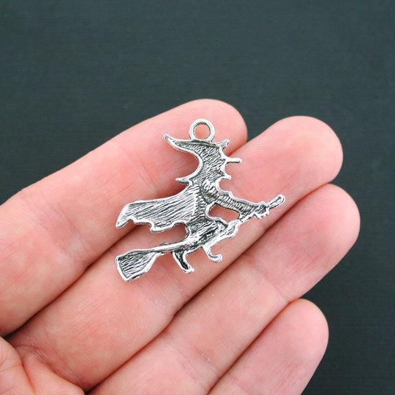 4 Witch Antique Silver Tone Charms - SC3888