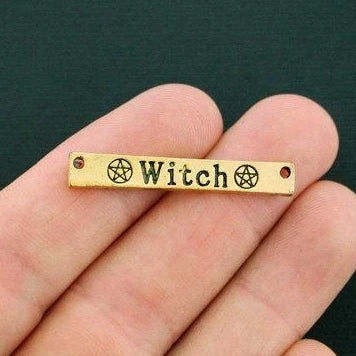 4 Witch Connector Antique Gold Tone Charms - GC967