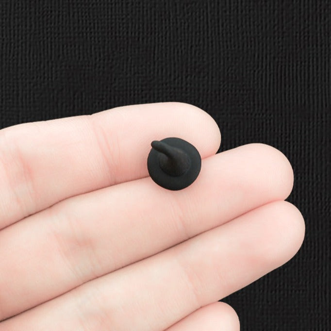 4 Witch Hat Black Enamel Charms 3D - E1488