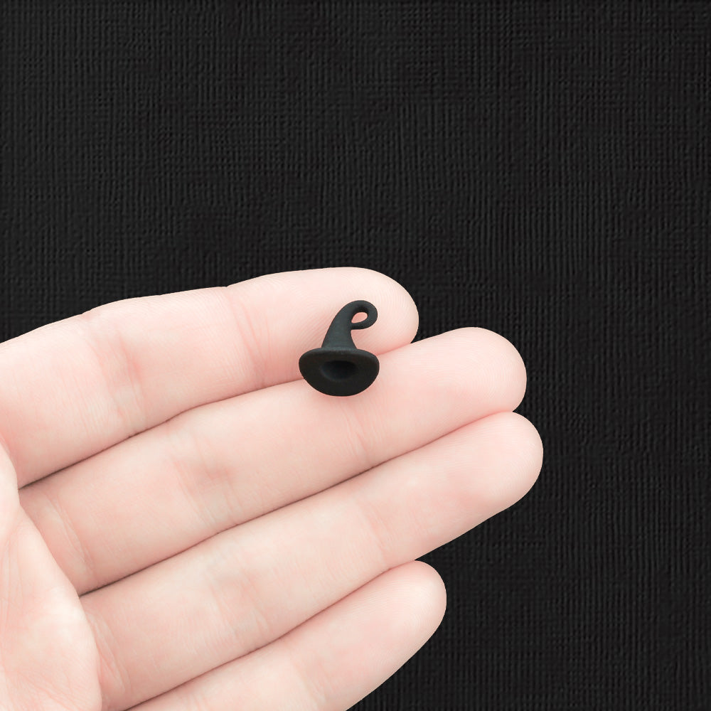 4 Witch Hat Black Enamel Charms 3D - E1488