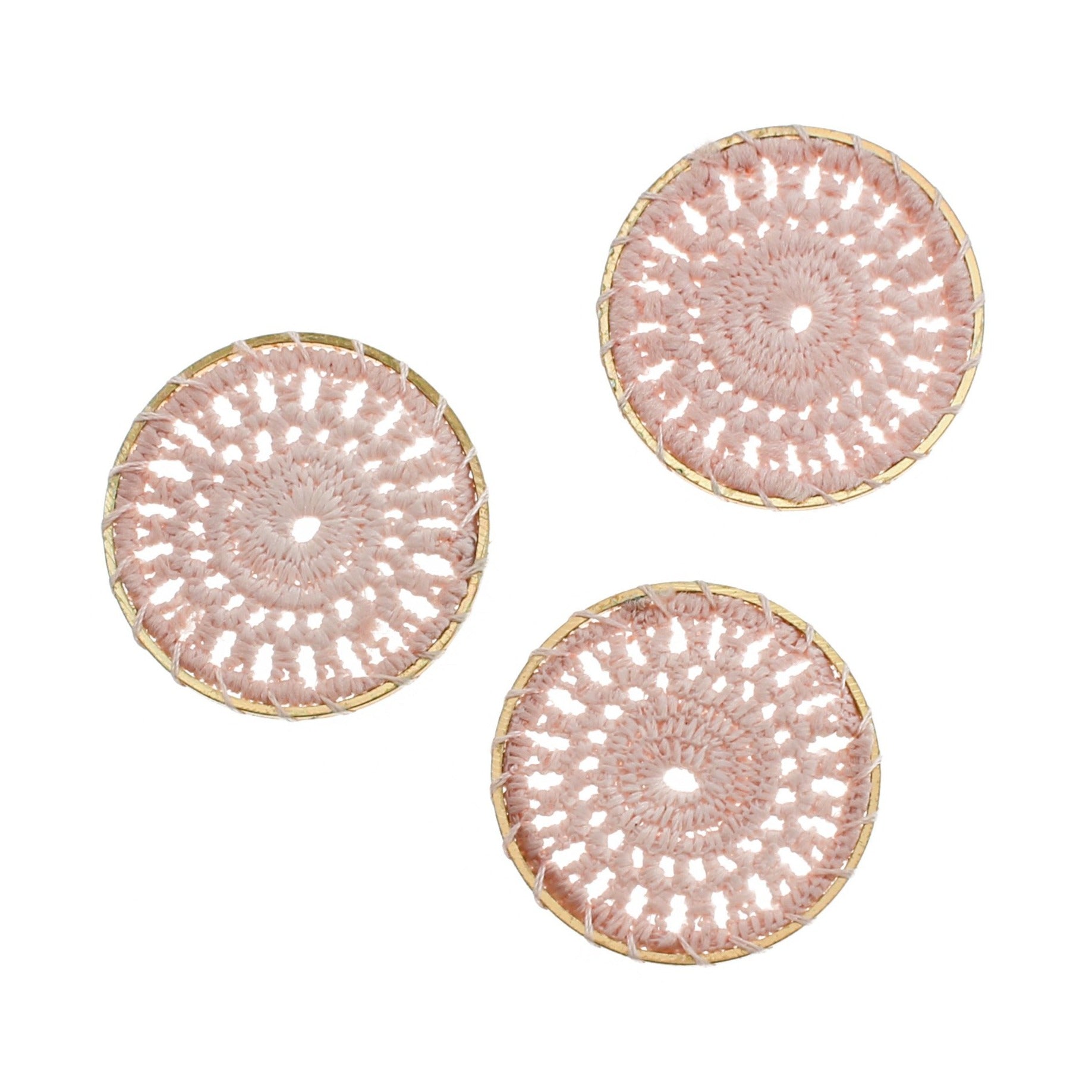 4 Woven Lace Gold Tone Pendants - Choose Your Color!