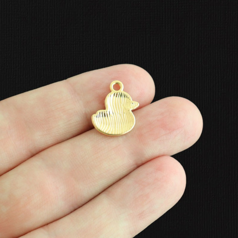 4 Yellow Chick Gold Tone Enamel Charms - E1589