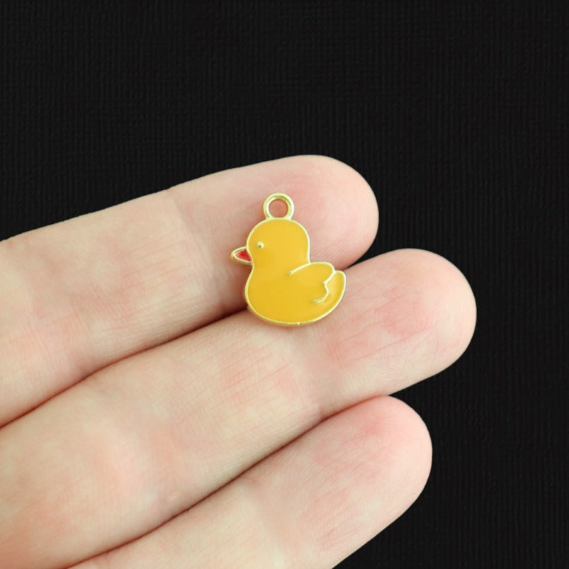 4 Yellow Chick Gold Tone Enamel Charms - E1589