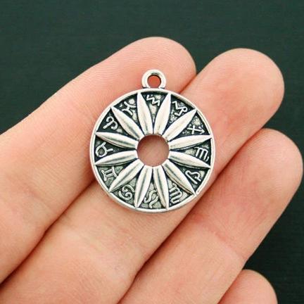 4 breloques argentées antiques du zodiaque - SC6602