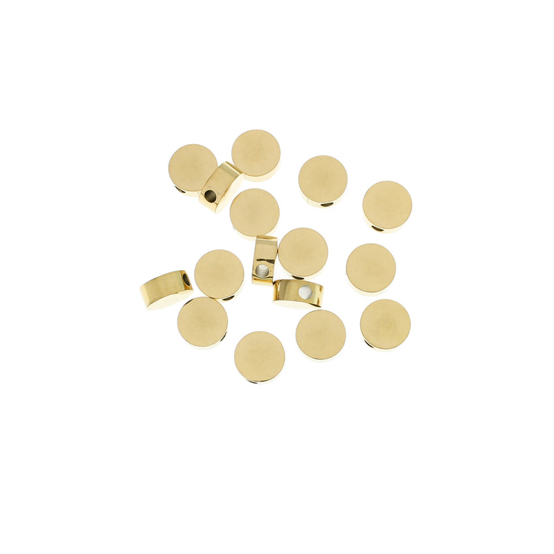 Stainless Steel Spacer Beads 8mm x 2.5mm - Gold Tone - 1 Bead - MT255