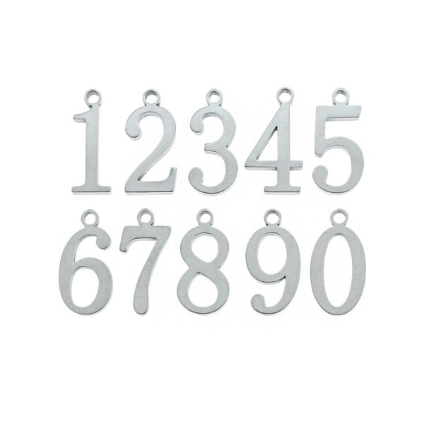 Number Charm Collection Stainless Steel 10 Charms - COL046