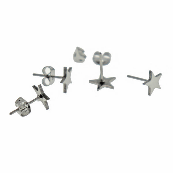 Stainless Steel Earrings - Star Studs - 7mm x 7mm - 2 Pieces 1 Pair - ER503