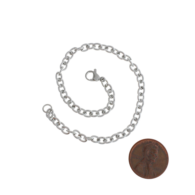 Stainless Steel Cable Chain Bracelet 7.87" - 4mm - 1 Bracelet - N183
