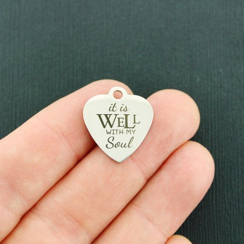 Faith Stainless Steel Charms - It is well with my soul - BFS011-4581