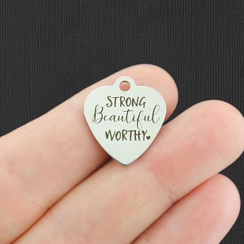 Strong Beautiful Worthy Stainless Steel Charms - BFS011-4888